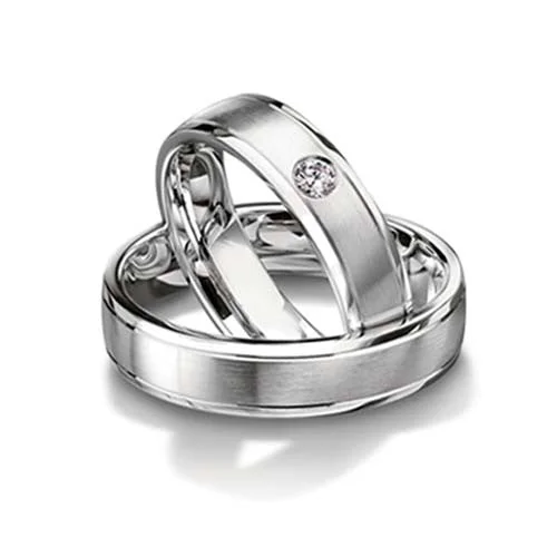 women’s three-stone rings-18k White Gold 5mm Wedding Band