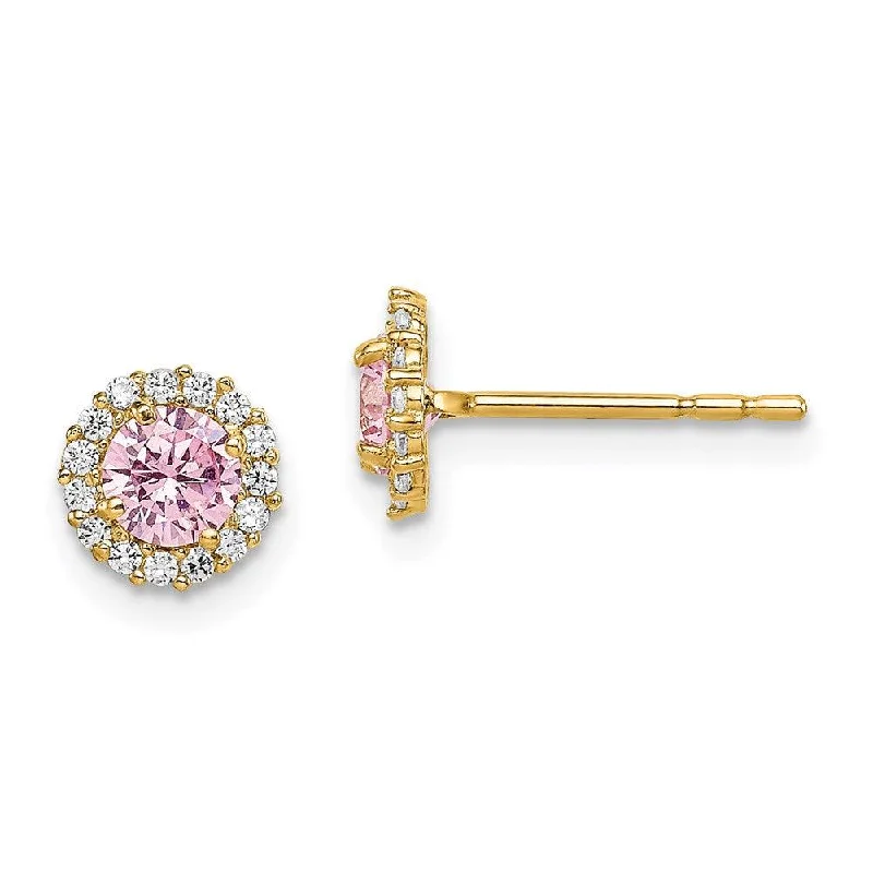 women’s delicate earrings-Madi K Kid's 14k  Pink CZ Post Earrings