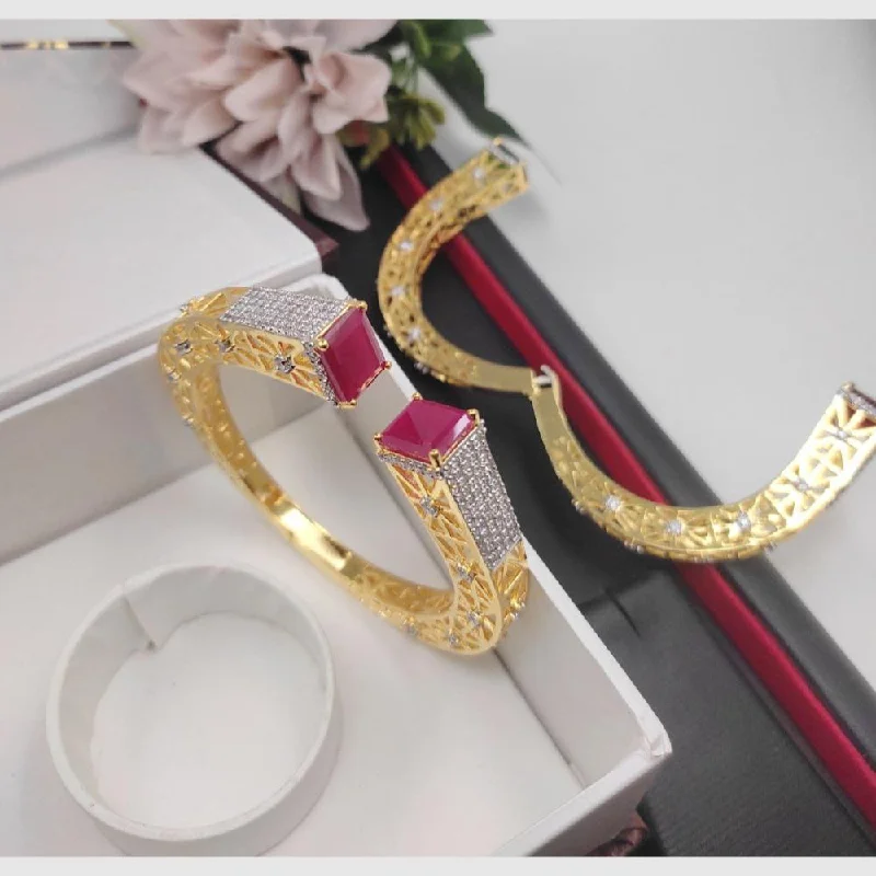 women’s bridal bangles-Aamrapali Gold Plated AD Stone Openbale Kada