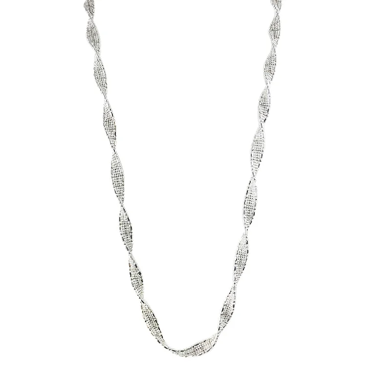 women’s luxury pearl necklaces-Platinum Ribbon Necklace