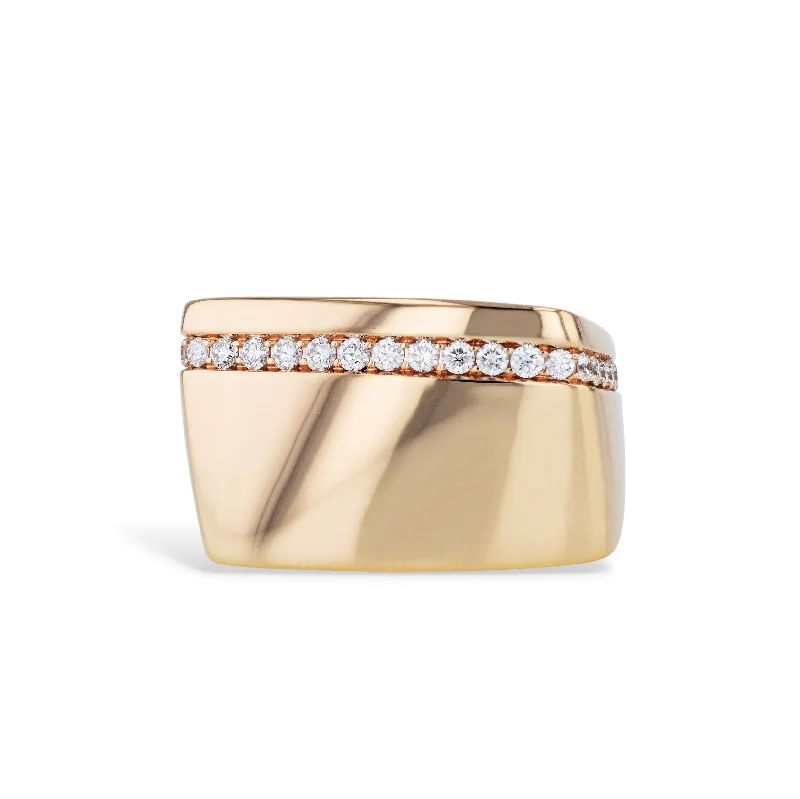 women’s vintage rings-Diamond Thick Rose Gold Band Ring