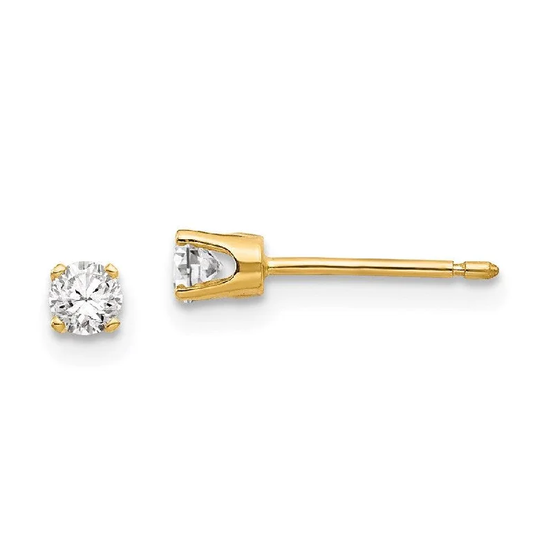 women’s geometric stud earrings-14k 3mm CZ stud earrings