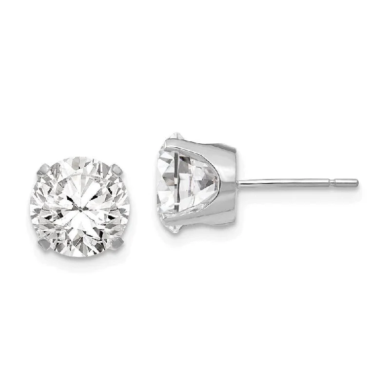 women’s clip-on earrings-14k White Gold 8mm CZ stud earrings