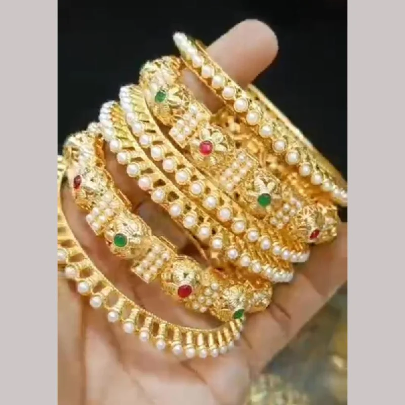 women’s classic bangles-Manisha Jewellery Gold Plated Pota Stone Bangles Set