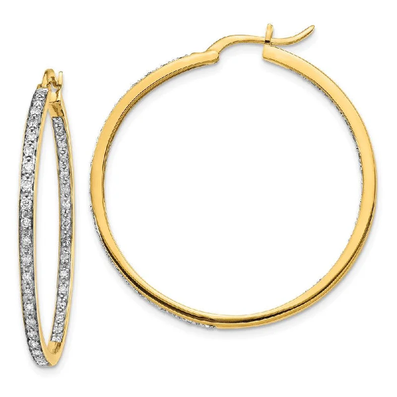 women’s dangly earrings-14k Diamond In/Out Hoop Earrings