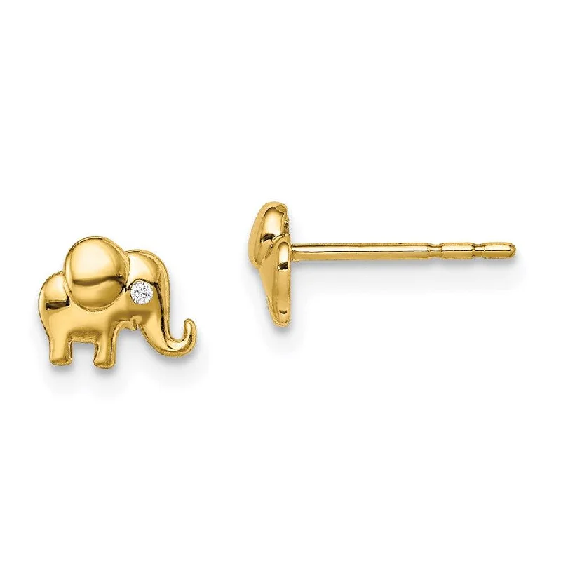 women’s fashion stud earrings-Madi K Kid's 14k  CZ Accent Elephant Post Earrings