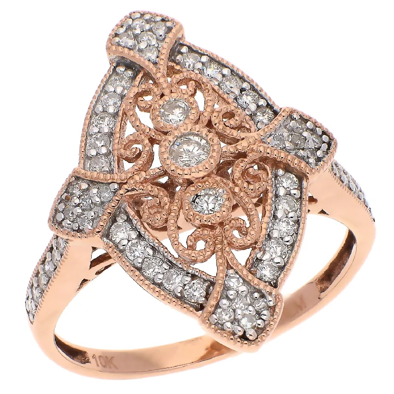 women’s vintage sapphire engagement rings-10K Rose Gold Diamond Ring