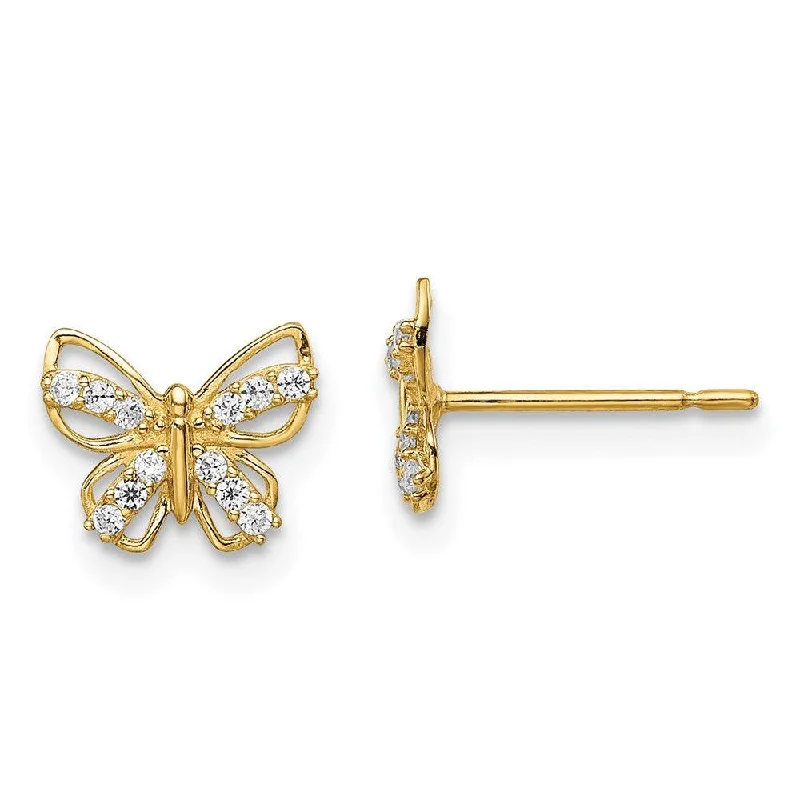 women’s oval earrings-Madi K Kid's 14k  Butterfly CZ Stud Earrings