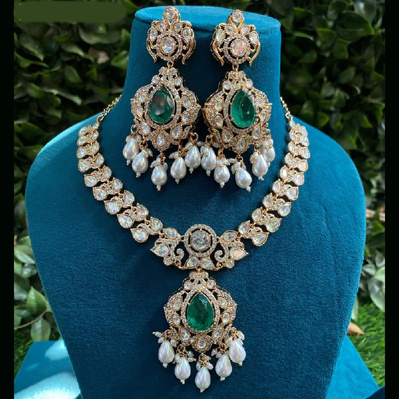 women’s adjustable gold necklaces-Royal Kundan Jewellery Gold Plated Polki Kundan And Pearls Necklace Set