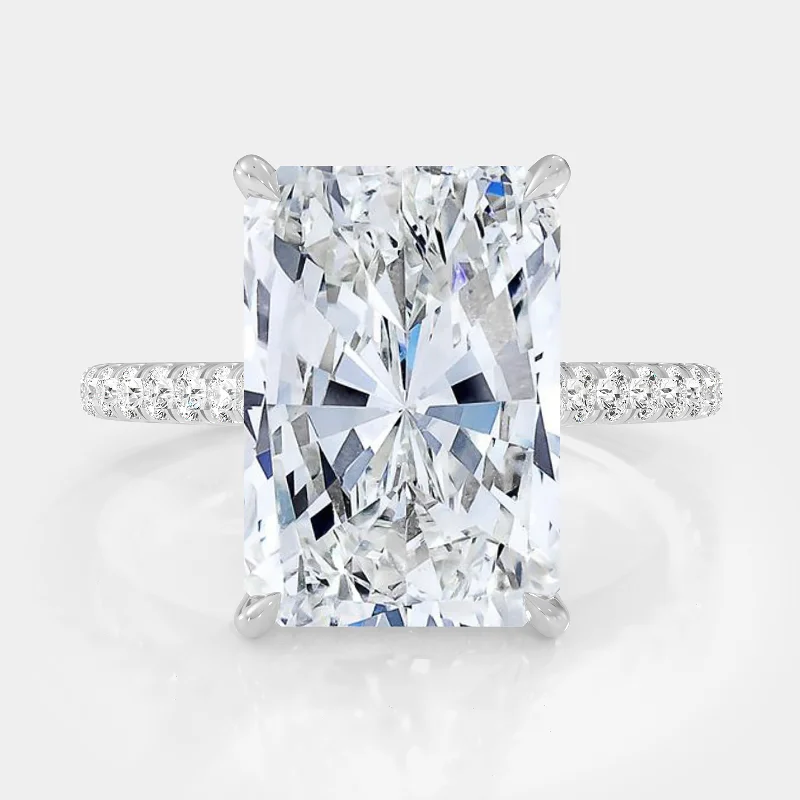 women’s vintage-inspired engagement rings-Radiant Cut Pave Diamond Ring