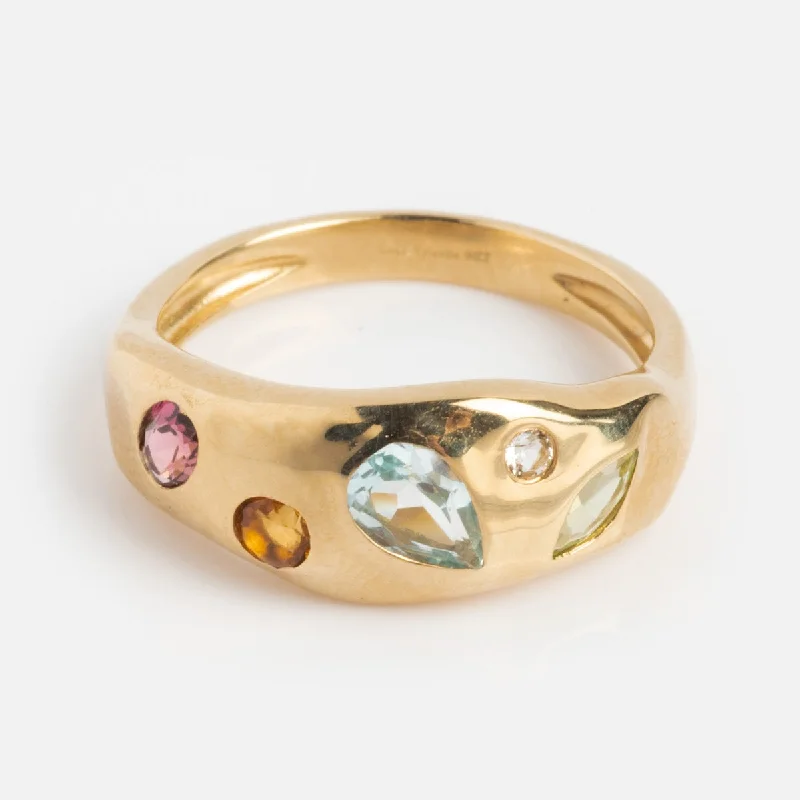 women’s statement rings-Solid Gold Bold Organic Dawn Band