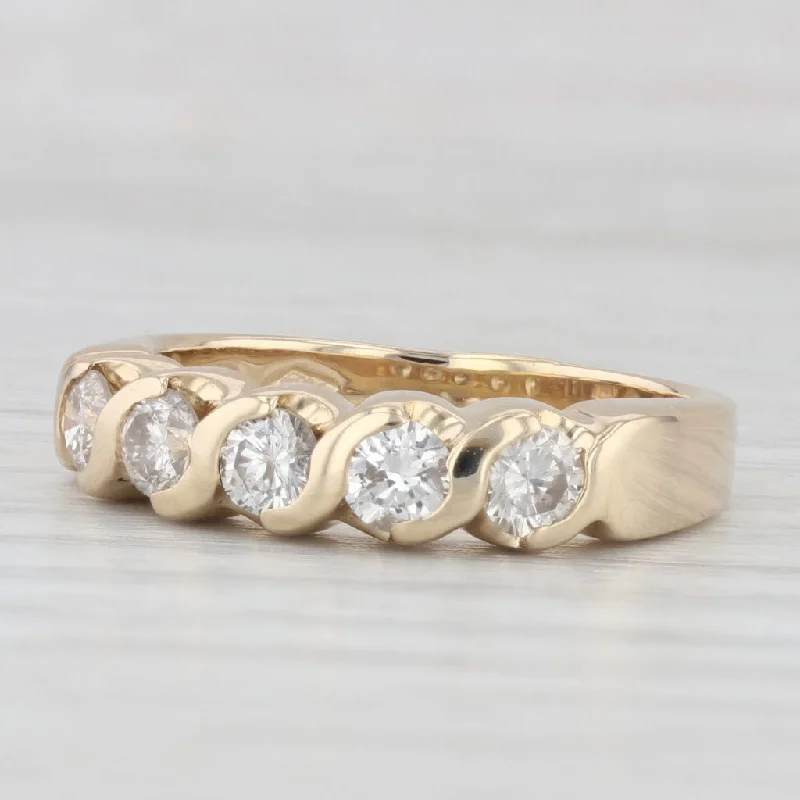 women’s vintage engagement rings-0.85ctw Diamond Ring 14k Yellow Gold Stackable Anniversary Wedding Band Size 8