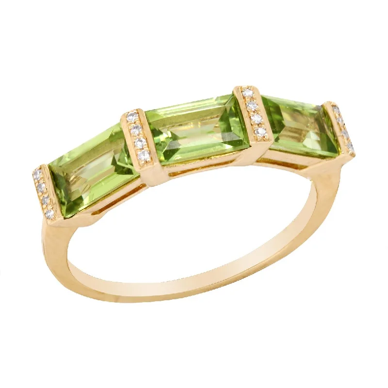 women’s high-quality engagement rings-EMERALD-CUT PERIDOT AND DIAMOND RING