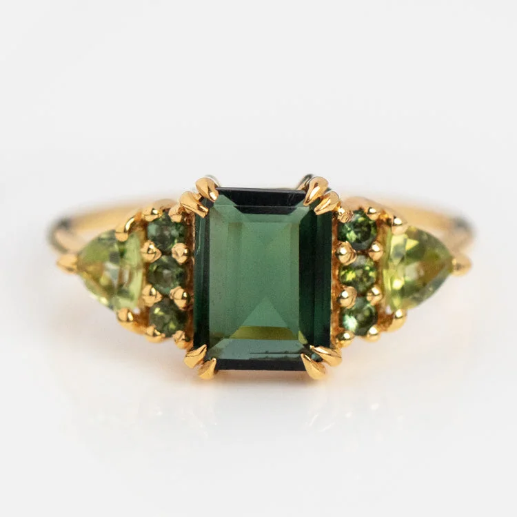 women’s diamond band rings-Green with Envy Topaz and Peridot Regal Ring