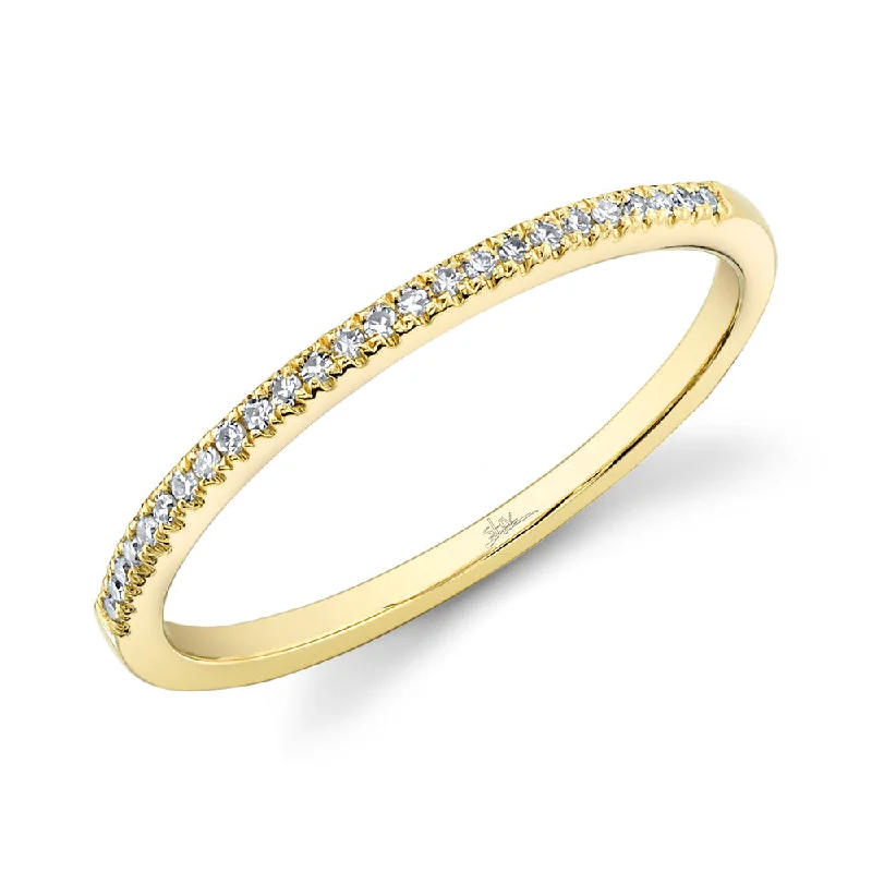 women’s custom engagement rings-0.08ct Yellow Gold Diamond Pave Band