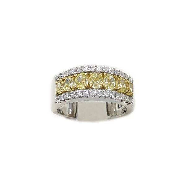 women’s solitaire engagement rings-14k White Gold Yellow Diamond Ring