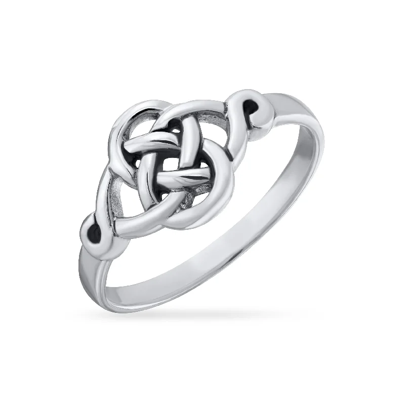 women’s bridal rings-Dainty Celtic Love Knots Silver Ring for Best Friends BFF Infinity Promise Band