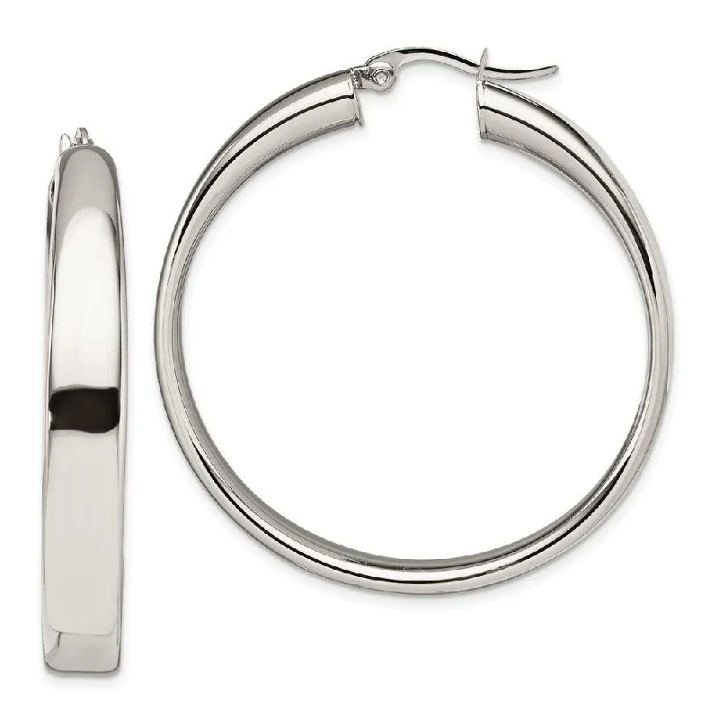 women’s colorful earrings-Stainless Steel Polished 6.75mm Hoop Earrings