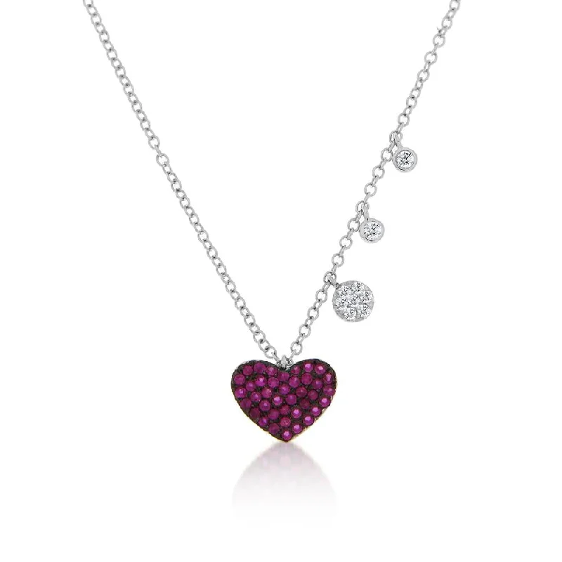 women’s rose gold necklaces-Ruby Heart Necklace