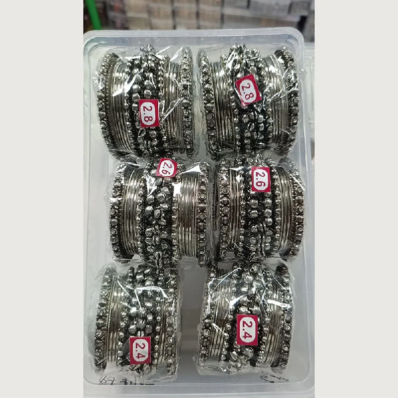 women’s woven bracelets-Pratima Jewellery Mart Oxidised Plated Bangle Set