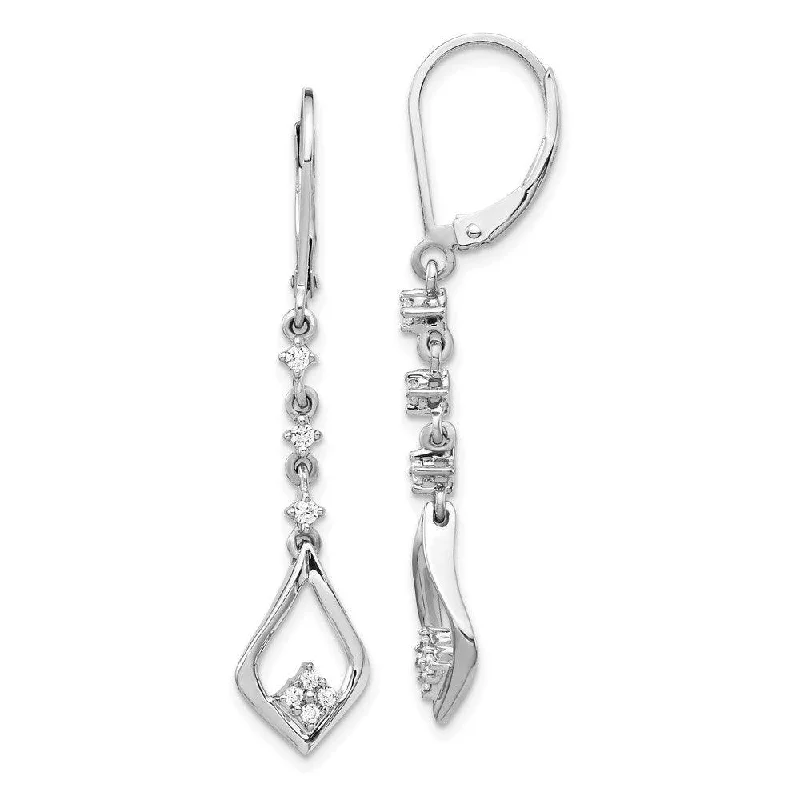 women’s diamond earrings-14k White Gold Diamond Leverback Earrings