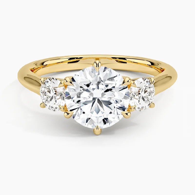 women’s white gold engagement rings-14K YELLOW GOLD LAB GROWN 3 STONE DIAMOND RING