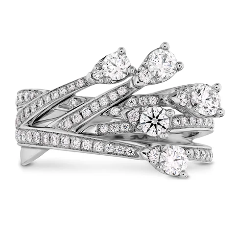 women’s halo princess cut engagement rings-Hearts On Fire Aerial Cross Over Right Hand Diamond Ring