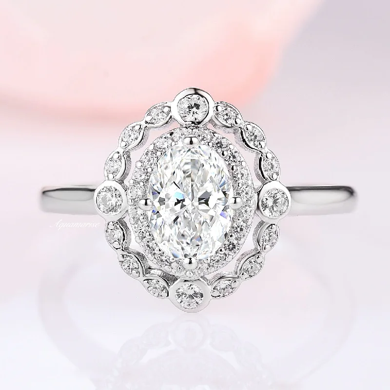 women’s luxury engagement rings-Valentina Simulated Diamond Ring- Sterling Silver