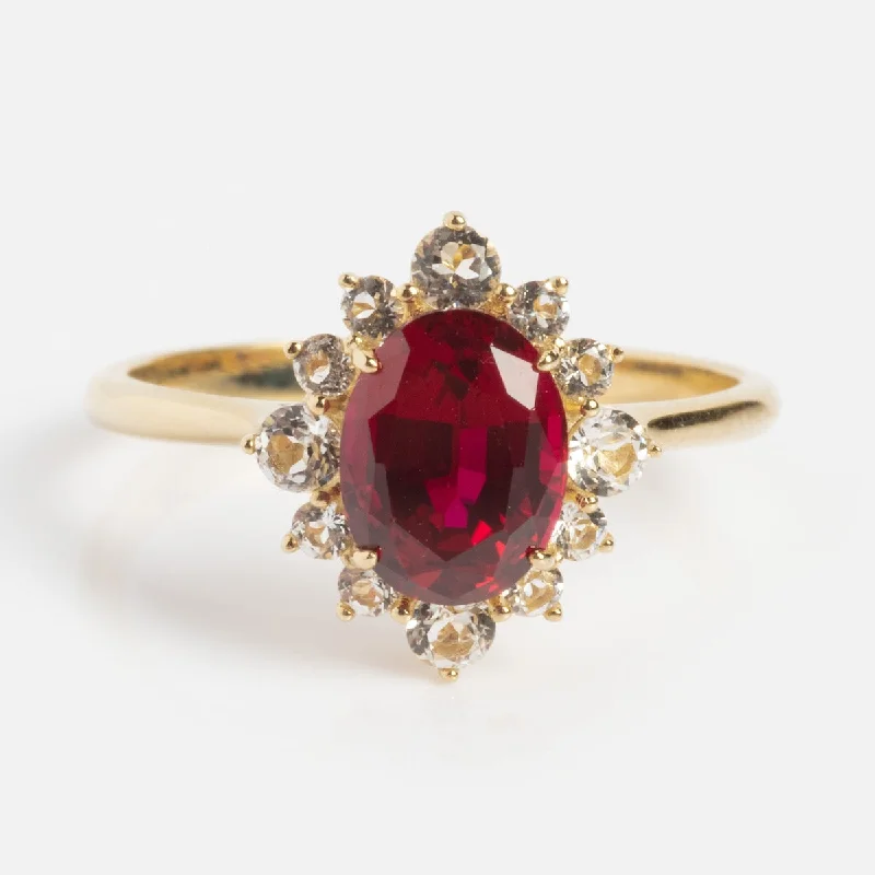 women’s adjustable rings-Solid Gold 2024 July Capsule Vintage Inspired Ruby Statement Ring