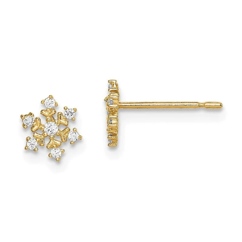 women’s chic earrings-Madi K Kid's 14k  CZ Snowflake Post Earrings