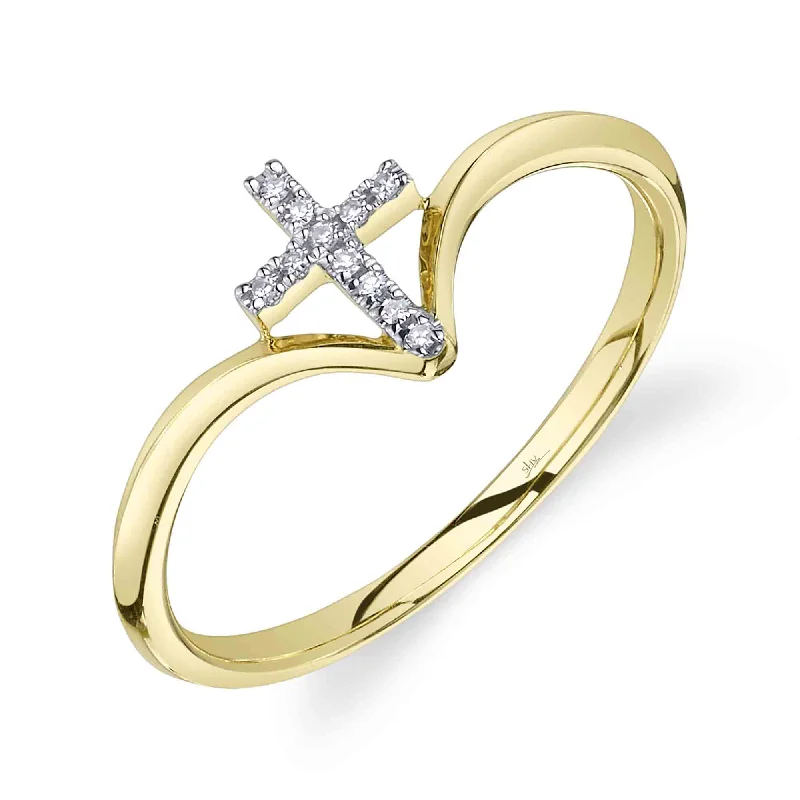 women’s eternity engagement rings-14kt Yellow Gold Diamond Cross Ring