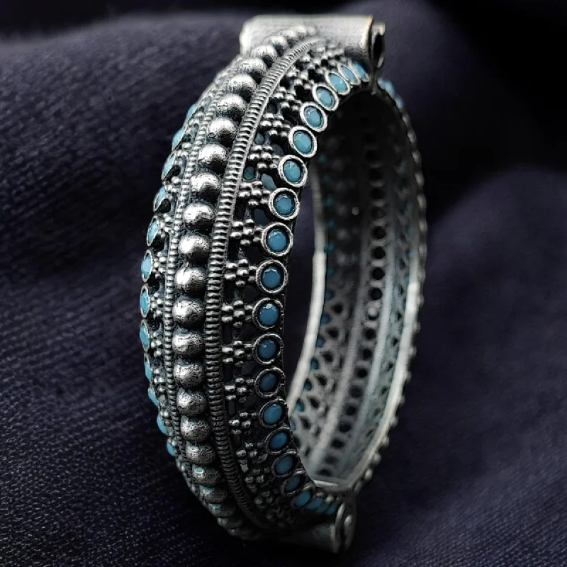 women’s classic bangles-Maharani Jewels Oxidised Plated Pota Stone Openable Bangle