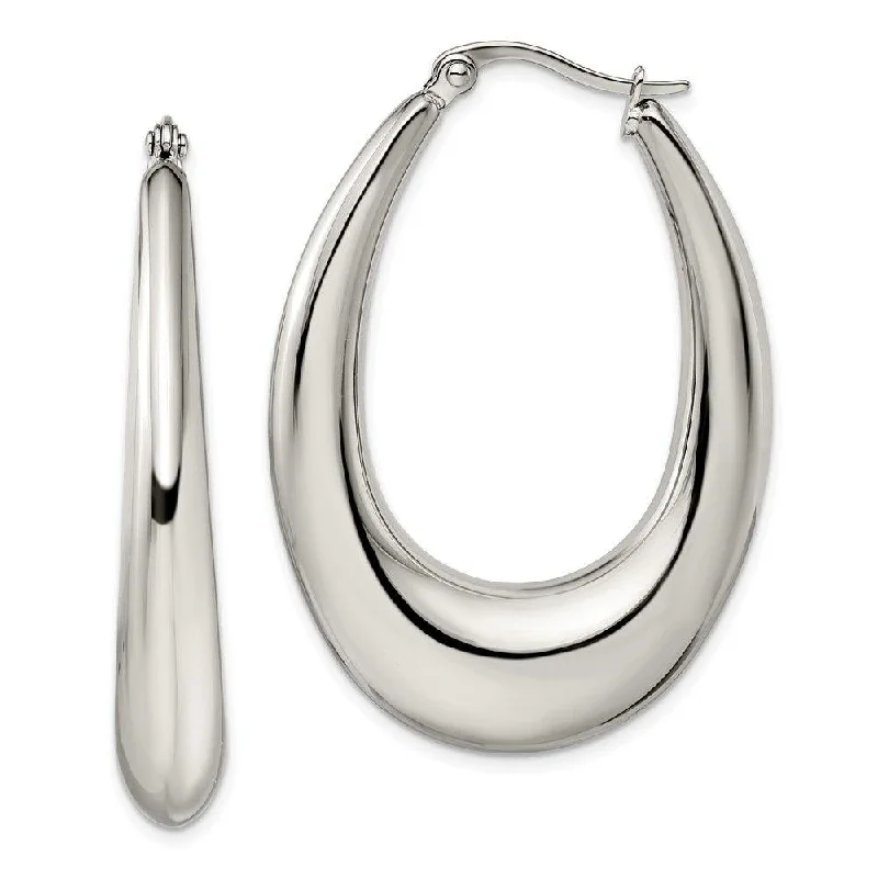 women’s sterling silver studs-Stainless Steel Polished Hoop Earrings