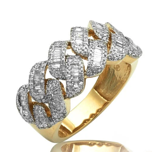 women’s bold engagement rings-10K 1.00 CTW MENS BAGUETTES DIAMOND RING