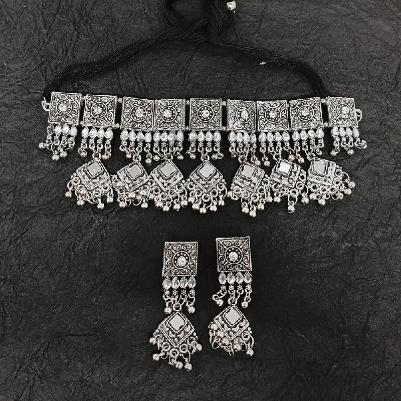 women’s charm necklaces-Darshana Jewels Oxidised Plated Necklace Set