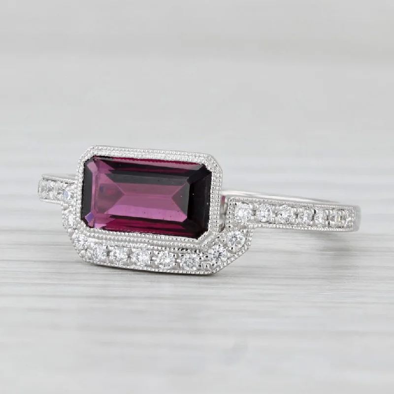 women’s platinum engagement rings-New 2.01ctw Rhodolite Garnet Diamond Ring 950 Platinum Size 6.75