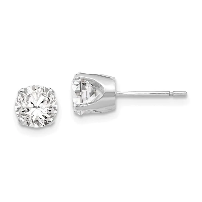 women’s sterling silver earrings-14k White Gold 5.75mm CZ stud earrings