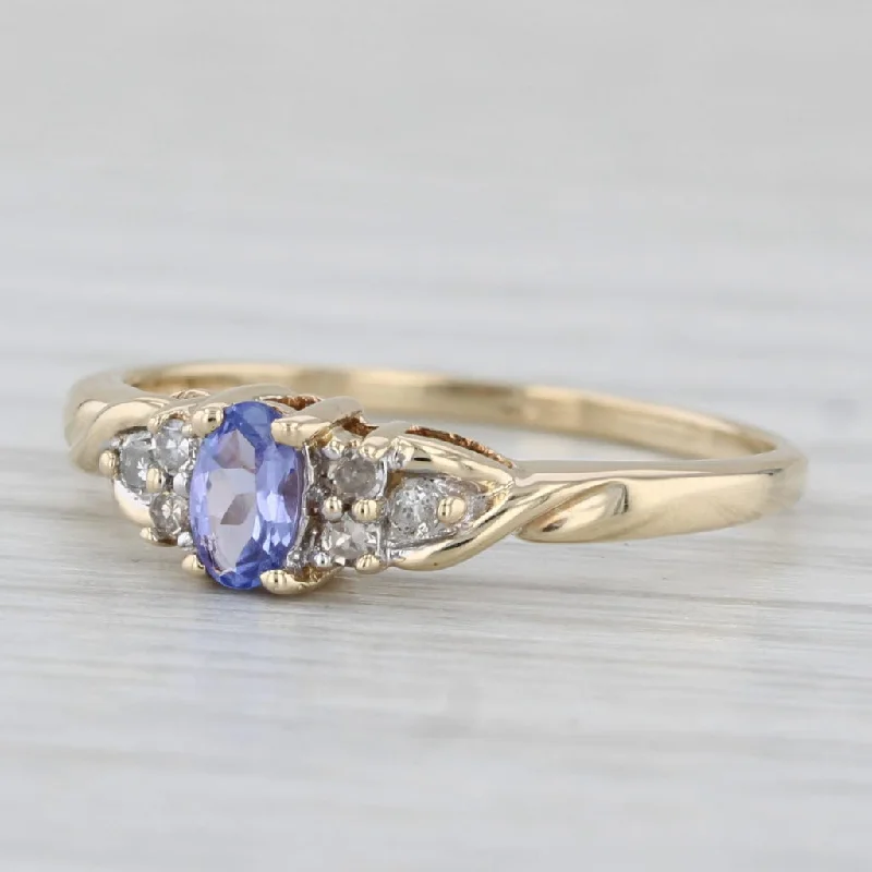 women’s three-stone engagement rings-0.21ctw Tanzanite Diamond Ring 14k Yellow Gold Size 9.5