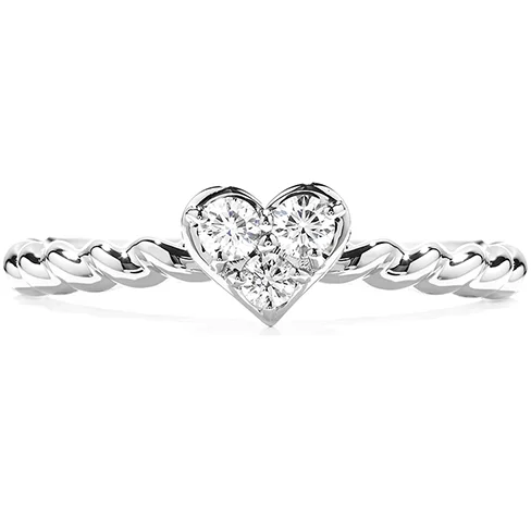 women’s gold engagement rings-Hearts On Fire Petite Beaded Heart Diamond Ring