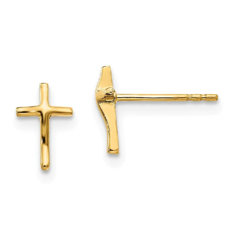 women’s dangling earrings-Madi K Kid's 14k  Polished Cross Post Earrings