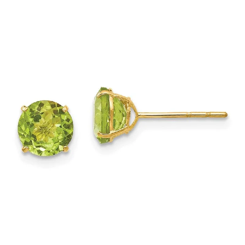 women’s chandelier earrings-Madi K Kid's 14k  Round Peridot 6mm Post Earrings