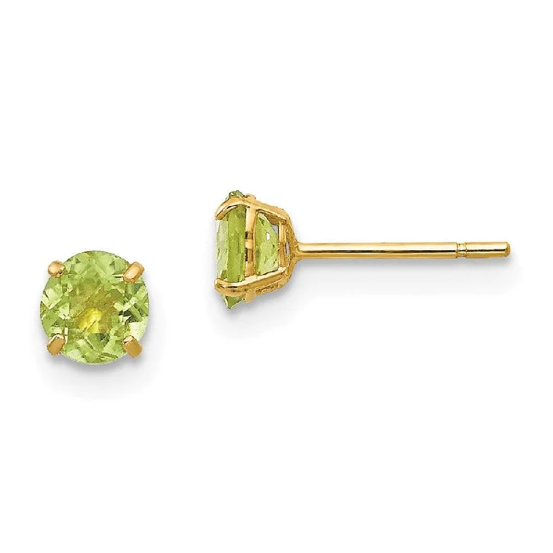 women’s crystal earrings-Madi K Kid's 14k  Round Peridot 4mm Post Earrings