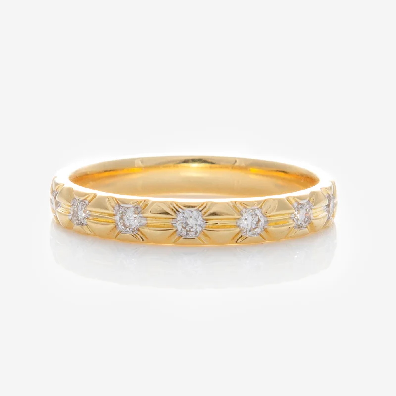 women’s wedding rings with diamonds-Solid Gold Vintage Inspired Diamond Band