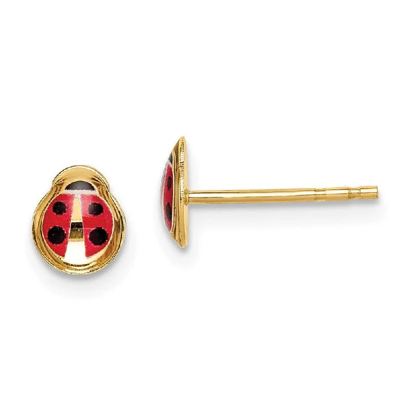 women’s twisted earrings-Madi K Kid's 14k  Enamel Ladybug Post Earrings