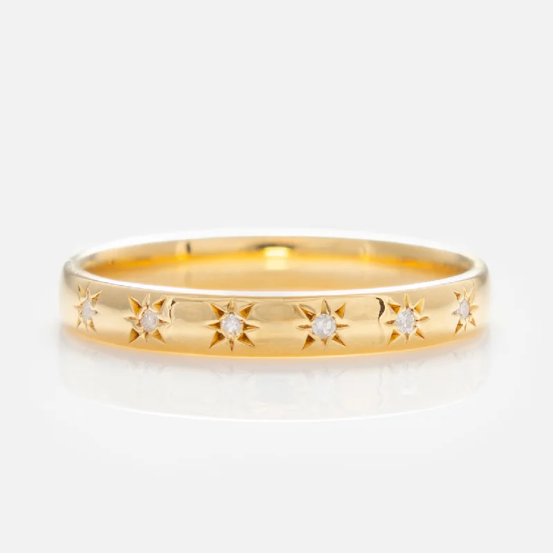 women’s handmade rings-Simple Star Set Diamond Band