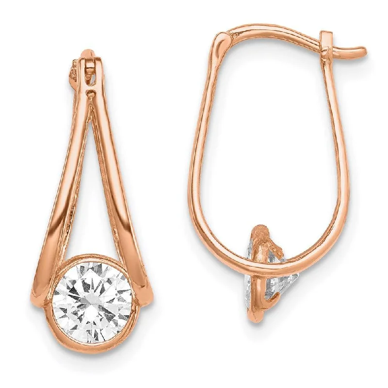 women’s infinity earrings-10K Rose Gold Polished CZ Hoop Earrings