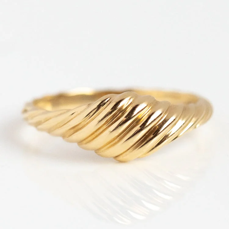 women’s designer rings-Solid Gold Twisted Signet Ring