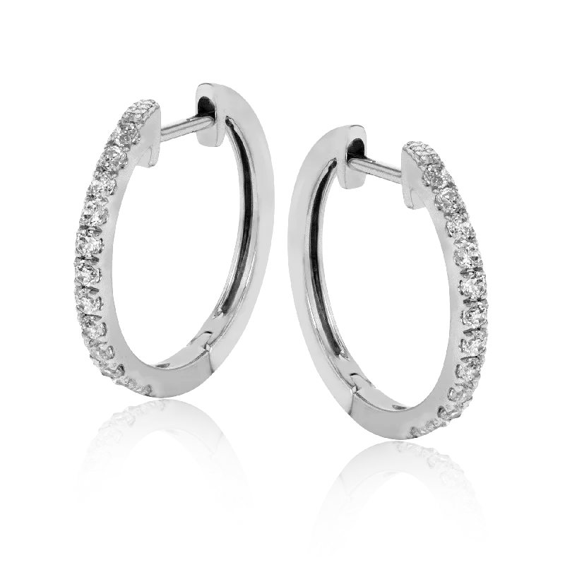 women’s hoop earrings for women-Huggie Hoop Earrings in 18k Gold with Diamonds ER369