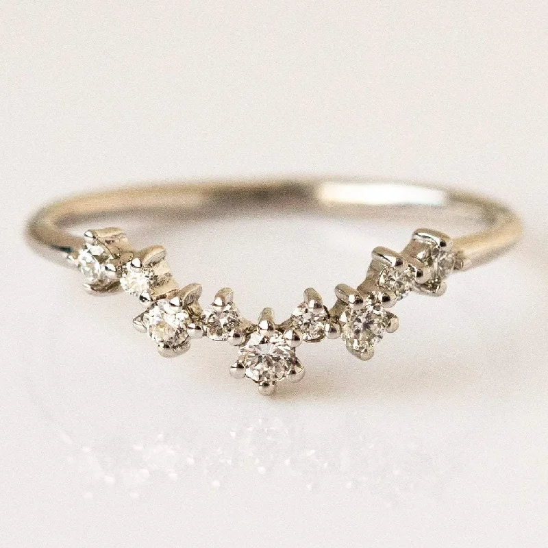 women’s boho rings-Aster Diamond Cluster Band in White Gold