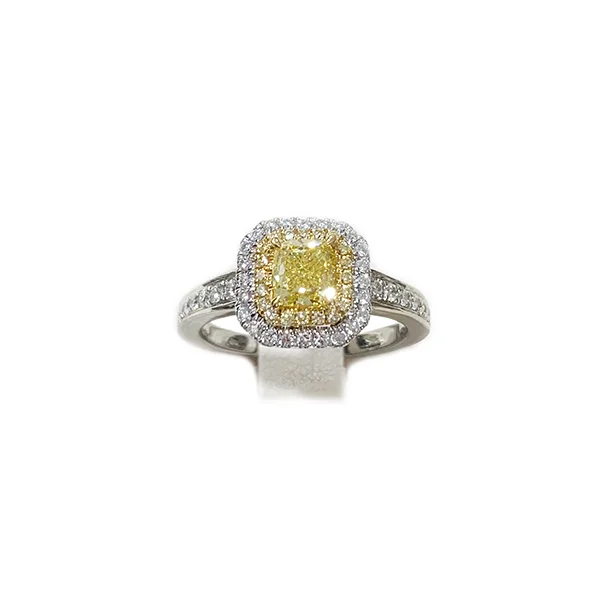 women’s halo engagement rings with diamonds-18k Two Tone Yellow Diamond Ring